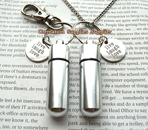 Live Laugh love Cremation Necklace and Keychain Jewelry Silver Prayer Capsule Necklace - Pill Necklace - Secret Capsule Necklace - Live Laugh love Perfume Vial Necklace Keychain,Memorial Locket