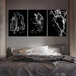 Black White Line Wall Art for Bedroom Abstract