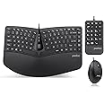 Perixx PERIDUO-406A, 3-in-1 Wired Compact Ergonomic Keyboard with Vertical Mouse and Numeric Keypad - Adjustable Palm Rest - Tilt Wheel - Membrane Low Profile Keys - US English Layout