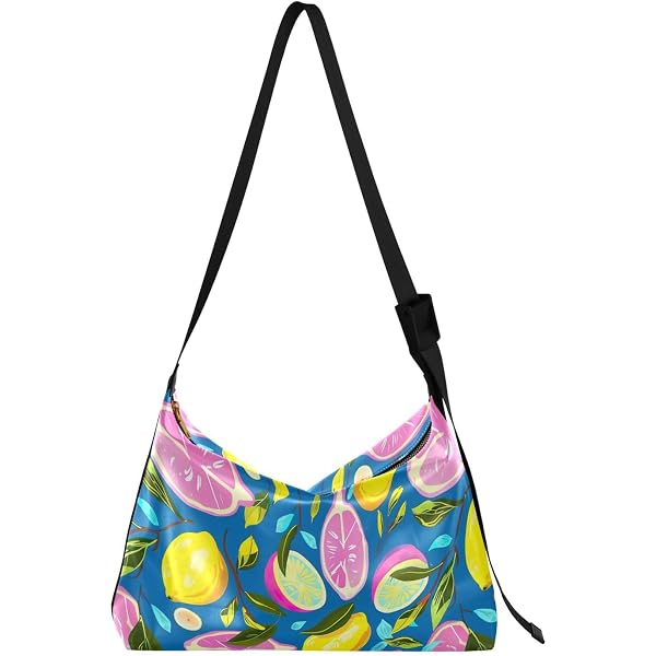 Women's Yellow Lemon Crossbody Bag - Small Purse, 8.2x6x3 Inches, Detachable Strap, Ultrasonic Wavy Fabric - View #9