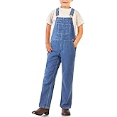 HISEA Boys' Denim Overalls Size 4-16, Kids' Blue Jean Bib Overall with Adjustable Straps, Youth Classic Washed Overalls