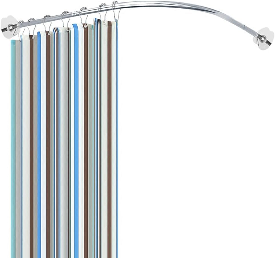 Shower curtain rod ZZHF Stainless Steel/Extendable Telescopic/Free Drilling/Bathroom Towel Rack/Shower Bath Rod/L-shaped Shower Curtain Pole(6 Sizes Available) Telescopic rod (Size : D)