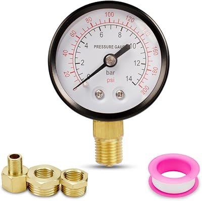 Innfeeltech 50mm BSP 1/4 Pressure Gauge 0-14 Bar 0-200 Psi Radial