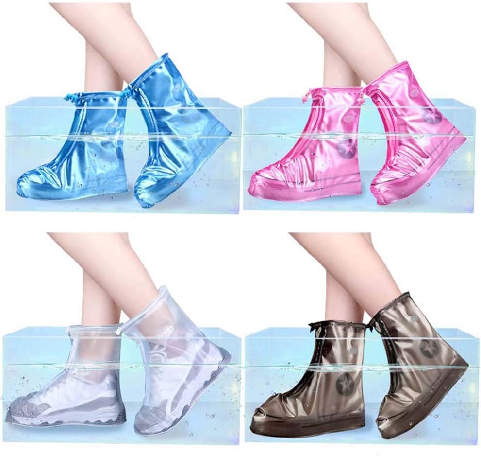 EEKUY 4 Pair Reusable Waterproof Shoe Covers, Thicken Slip