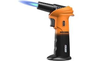 Butane Torch Lighter – Refillable Adjustable Flame Torch with 0‑90° Rotating Head, Safety Lock & Continuous Flame – Kitchen T