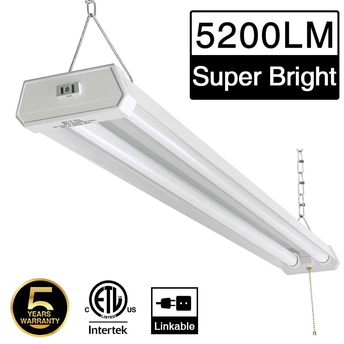 Linkable LED Shop Light for Garage, 42W 5200lm 4FT, 60006500K Daylight