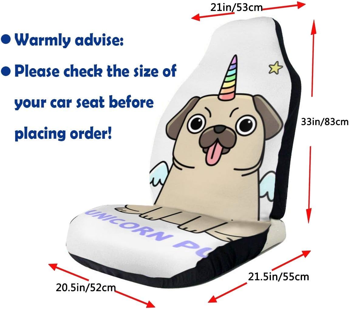 Amazon 車用シートカバー ユニコーンパグイラスト おしゃれ かわいい マルチカラー 軽自動車 普通車 フロント座席適用 シートカバー 車 バイク