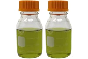 Pyrex 1395-250, 250mL Round Media Storage Bottles, with GL45 Screw Cap, E, Glass (Pack of 2)