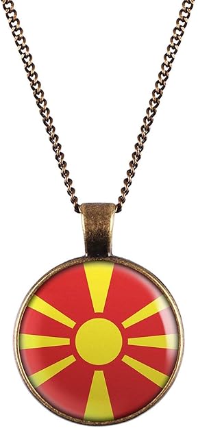 Necklace Cabochon Picture Macedonia Macedonia Skopje Flag Bronze 1.1