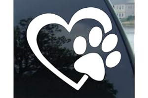 VOOL Heart with Dog Paw Decal Vinyl Sticker Auto Car Truck Wall Laptop | White | 6" x 5.5"