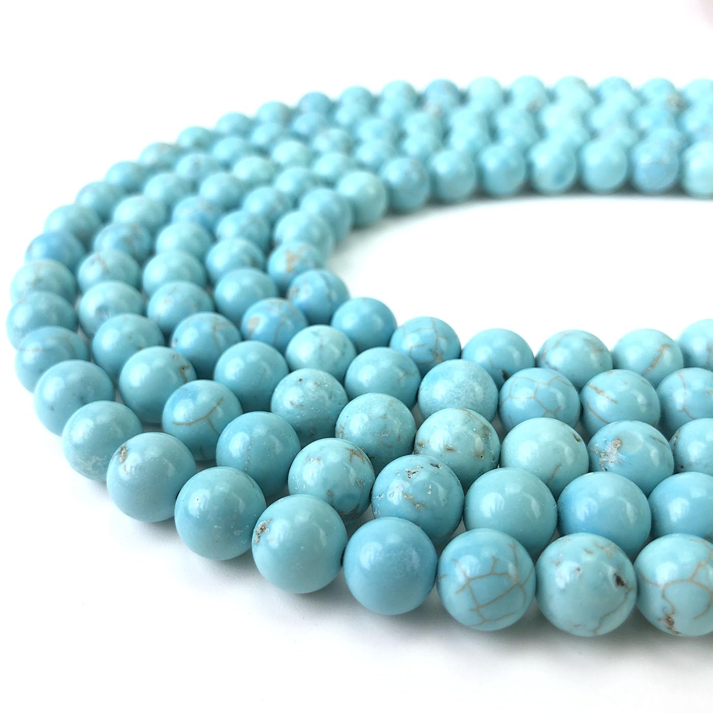 Blue Turquoise Beads 6mm Round Semi Precious Gemstone Loose Beads for Jewelry Making (59-62pcs/strand) — image 1