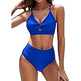 Sucrefas Women's High Waisted Bikini Set Two Piece Twist Knot Swimsuit Criss Cross Bathing Suit