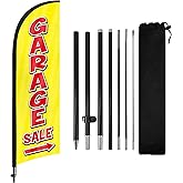FSFLAG Garage Sale Advertising Swooper Flag Banners, Garage Sale Feather Flags with Pole and Ground Stake, Advertising Feather Banners Sign for Garage Sale Business 8FT, Yellow