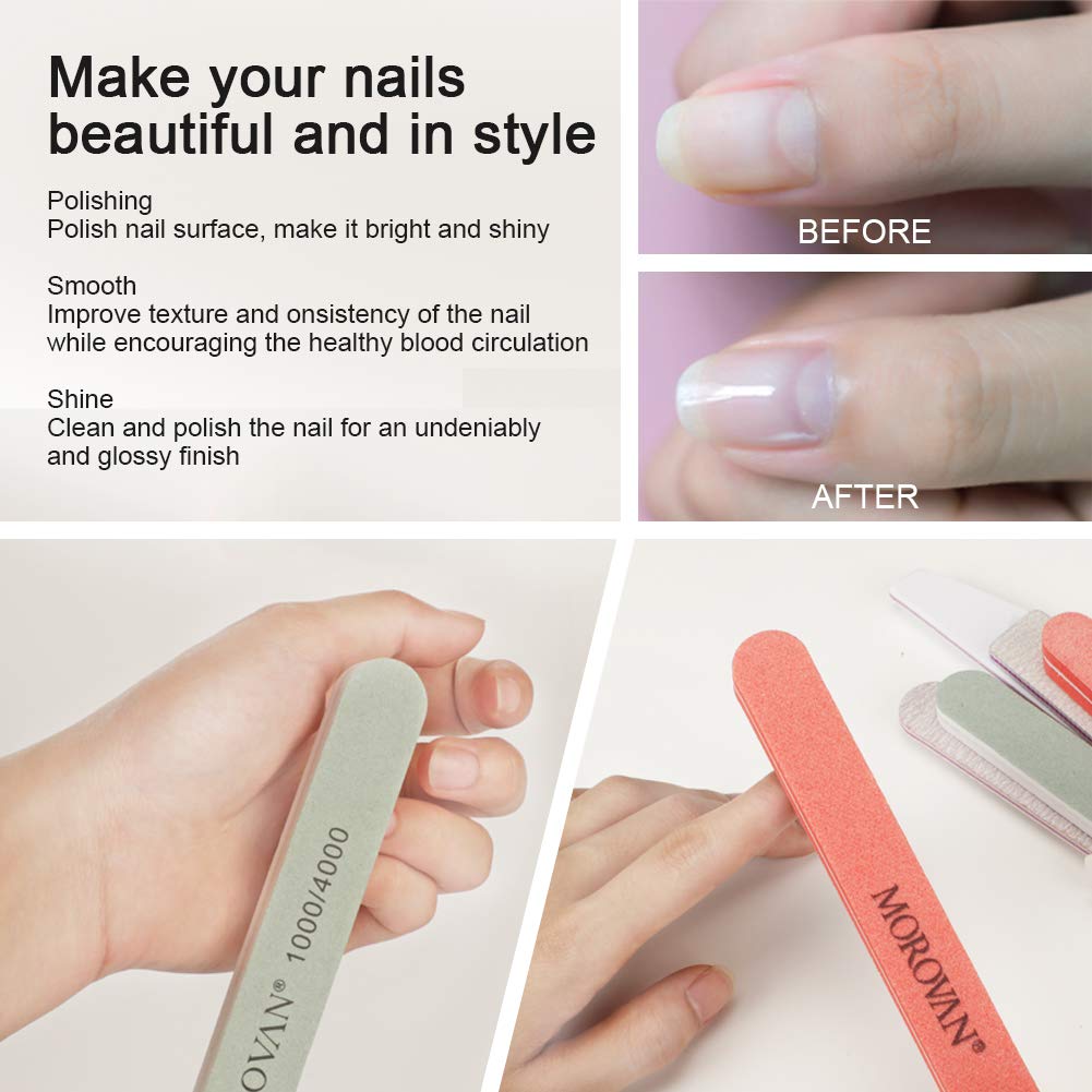 Nail Files And Buffers, Professional Manicure Tool Buffer And Shine Block Kit, 100 180 240 Grit Double Sided for Natural Nails Poly Nail Gel Tools Kit Women Girls Acrylic Nails, Salon Nail Art 6PCS : Beauty