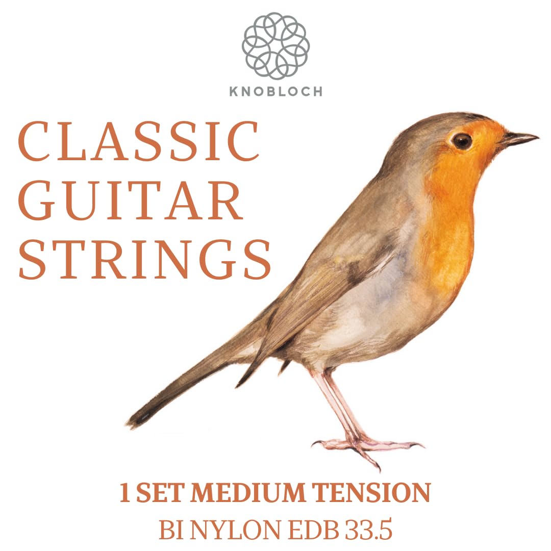 KNOBLOCH STRINGS - Spanish Guitar Strings | EDB33.5 ERITHACUS Double Silver Nylon | Medium Tension 33.5 | Homogeneous and Warm Sound | Set Strings for Flamenco and Classical