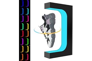 JEHUPA Levitating Shoe Display, Floating Sneaker Rack with LED Control 16 Colors Light Rotating Sneaker Rack for Shoe Collector Advertising Display Shoe Store, Home Decor/Black