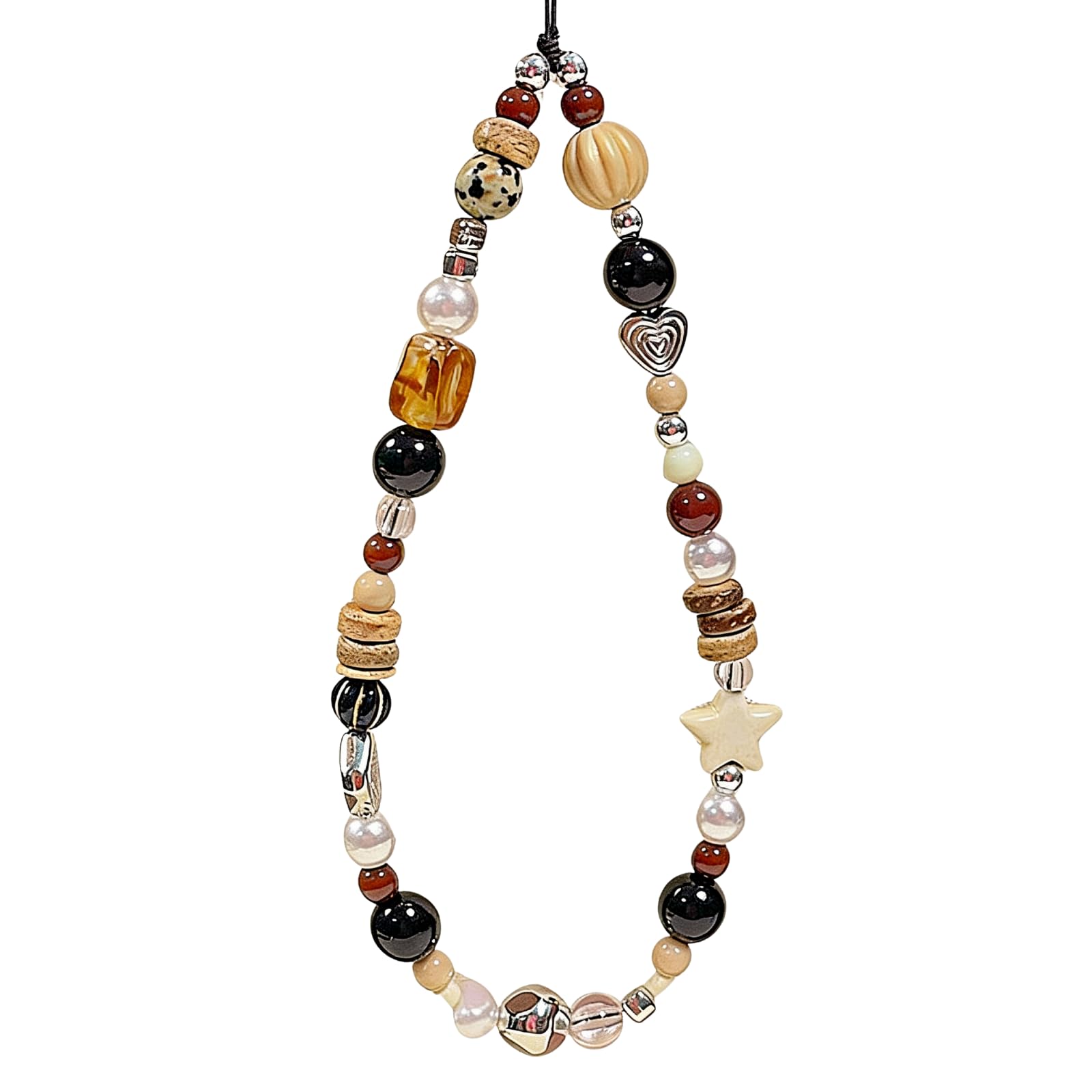CasaPopz Beaded Camera Wrist Strap Cute Digital Camera Charm Lanyard Phone Charms Strap Beaded Camera Chain for Phone Bag Keychain (Brown Bead)