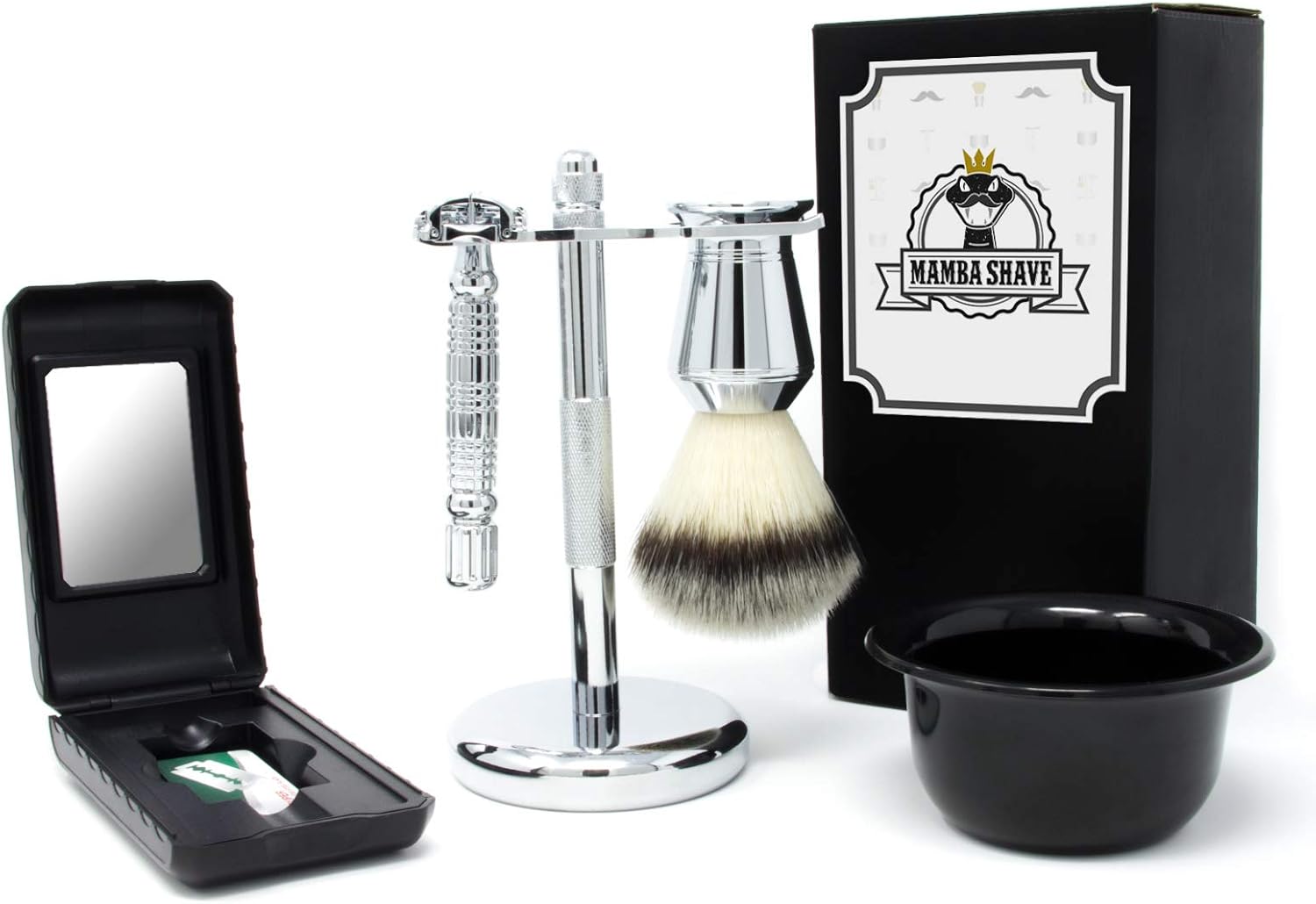 Mamba Shave Set de Rasurado 6 en 1. Incluye Rastrillo Vintage de Acero