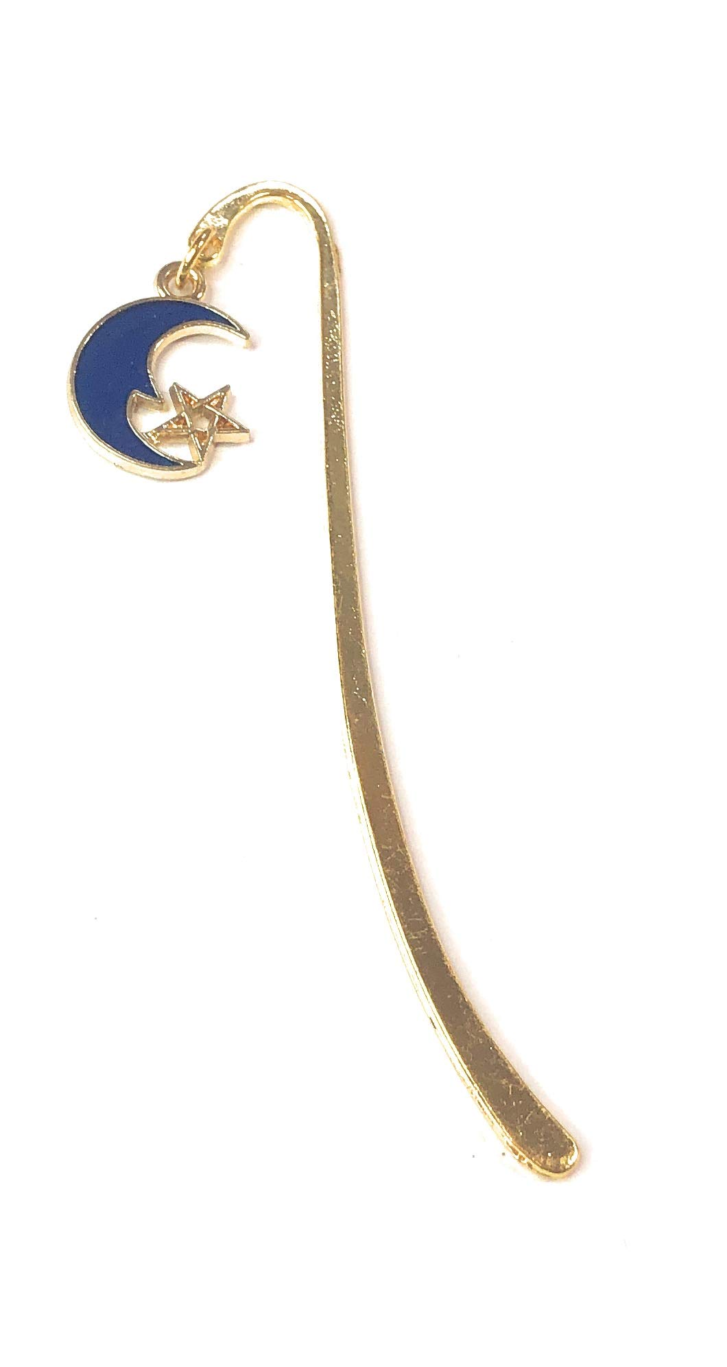 FizzyButton Gifts Moon and Star Gold Tone Mini Bookmark with Charm in Gift Bag