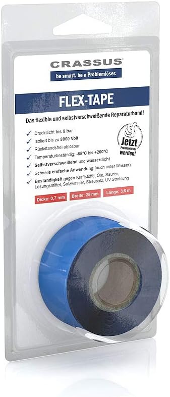 Crassus Flex-Tape Flexible and Self Welding Tape, Pack of 1, Blue, CRA70601