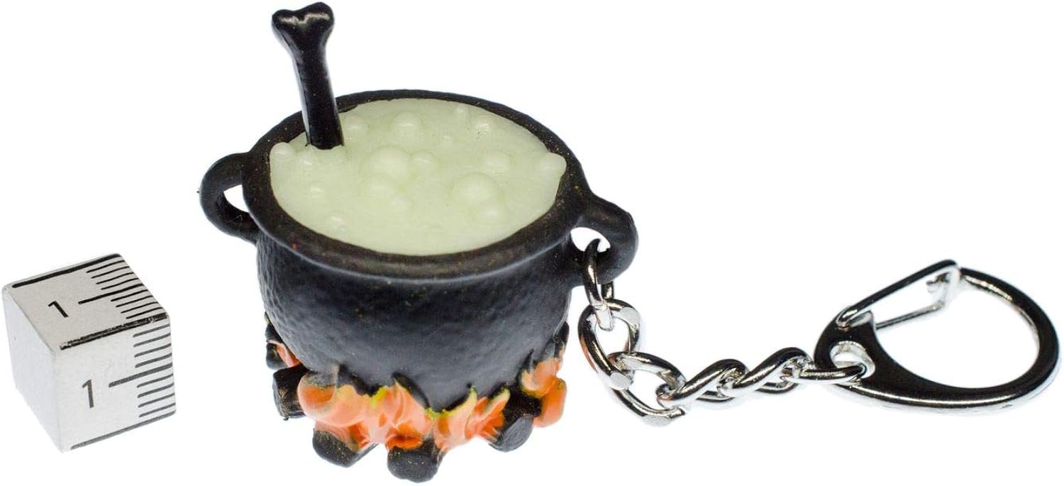 Miniblings Glowing In The Dark Witch Cauldron Key Ring Chain Kids Children, Multicolored, 35mm - Image 3