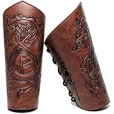 Medieval Leather Bracers Dragon Embossed Viking Leather Bracers Leather Arm Armer Cuff Leather Gauntlet Costumes Accessories