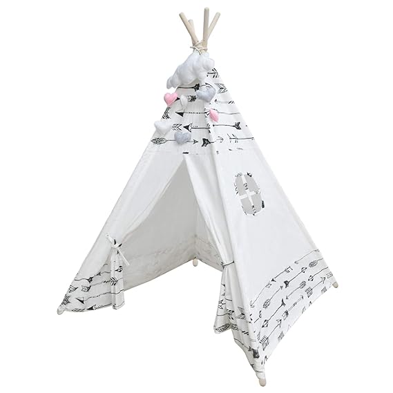 MECHHRE Tipi Spielzelt für Kinder - Segeltuch Kinderzelt - Kinder Zelt Tipi Zelt kinderzimmer spielzelt Junge mädchen Indiane