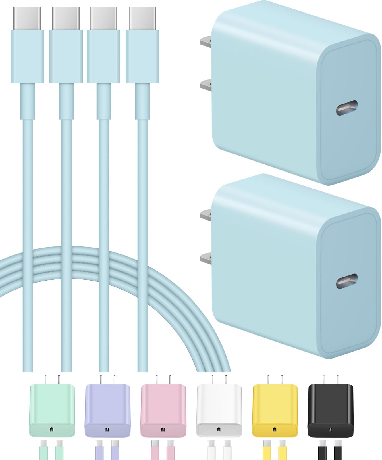 iPhone 17 16 15 Charger Fast Charging USB C Charger Block 2-Pack Type C Chargers iPhone 17 Chargers 6FT Cord for iPhone 17/17 Plus/17 Pro/17 Pro Max/16/16 Plus/16 Pro/16 Pro Max/15/15 Pro Max(Blue)