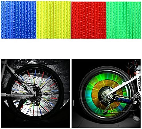 Bicycle Wheel Cycle Reflector Clips, Bike Colour Safety Clip Wheel Reflective Mount Clip Tube Warning Strip,32 pack (8x red + 8x orange + 8x yellow + 8x green)