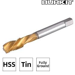 Burkit 2pcs M8 X 1.25 Spiral Flute Tap, HSS