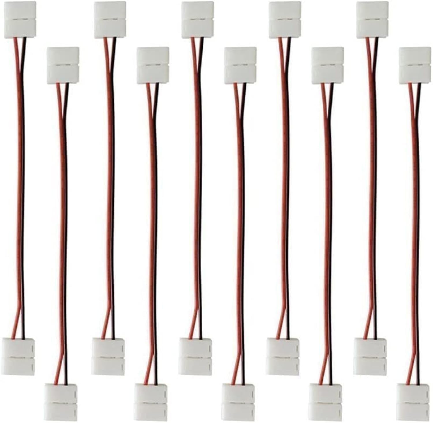 IDEAPRO 10pcs 3528/2835 2Pin 8mm LED Strip Connector，Strip to Wire Quick Solderless Connection for Single Colour Led Strip Lights