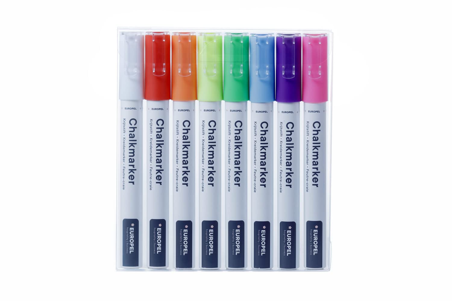 EUROPEL Liquid Chalk Markers 3mm Pack of 8 Colours, Reversible Round and Chisel Tip Chalk Marker Pens for Glass Windows Whiteboards Blackboard Signs Menus Restaurants Cafes Offices