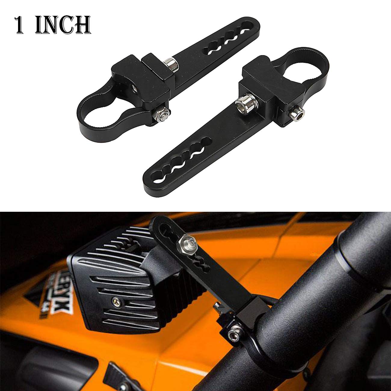 2.5inch Qiilu 13 Aluminum Bullbar Mounting Bracket Clamps,Adjustable Bull/Roll Tube Mounting