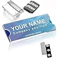 Magnetic Name Tags Kit, Magnetic Badge Holders w/ 3 Strong Neodymium Magnets, 3M Adhesive Tape, Clear Acrylic Mini Sign Display Holder and Printable Name Label, Business Name Tag/ID Badge Set of 20