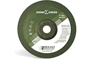 Rex-Cut Abrasives 730000 Sigma Green Grinding Wheel, 36 Grit, 4-1/2in Dia. x 7/8 Arbor (Pack of 25)