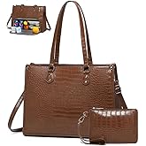 Lunch Tote Bag with Insulated Compartment for Women Daily Work, PU Leather Laptop Bag with 15.6 Inch Computer Compartment