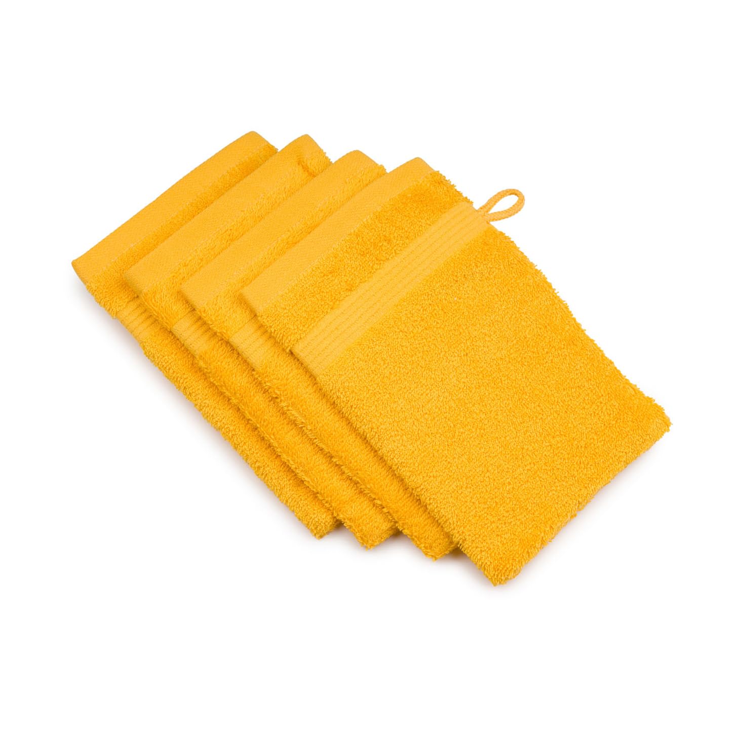 Gözze - New York Bath/Shower Glove/Mitt, Set of 4, Soft and Absorbent, 100% Cotton, 17 x 24 cm - Yellow