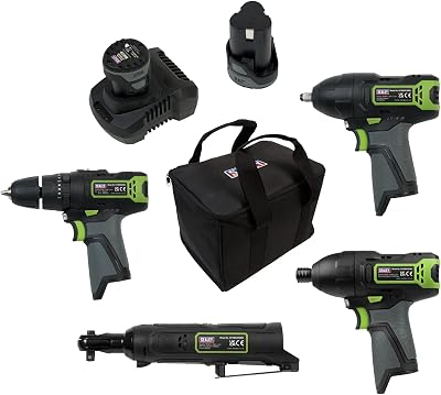 Sealey SV108 Series 4 x 10.8V Cordless Combo Kit 2 Batteries Charger Bag