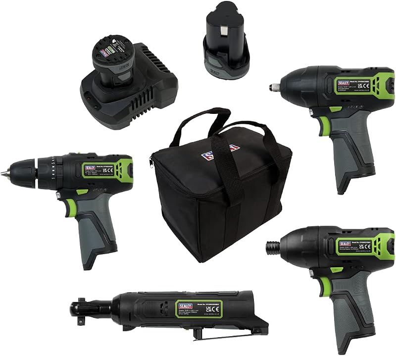 Sealey SV108 Series 4 x 10.8V Cordless Combo Kit 2 Batteries Charger Bag