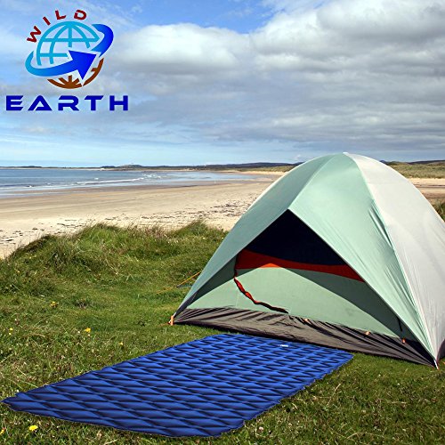 [- Wild Earth Navy Blue Lightweight Single, Inflatable Camping Roll Mat, Sleeping Pad, Bed or Trave