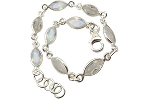 SilverStarJewel Natural 5 x 10 mm Moonstone Bracelet 20.1 cm 925 Sterling Silver Best Places For Singles Day_AB