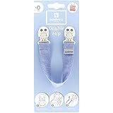 Attache Bavoir Bébé Avec 2 Clips - Bretelle Réglable 21-39 Cm, Pour Repas, Poussette, Table, Bleu