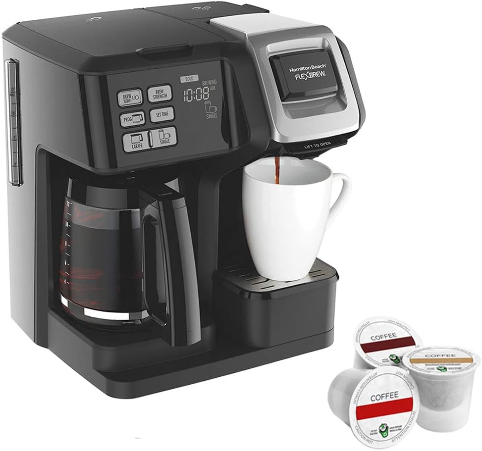 Hamilton Beach FlexBrew 2-Way Brewer Programmable Coffee Maker (49976) with 12 Assorted K Cup Samplers