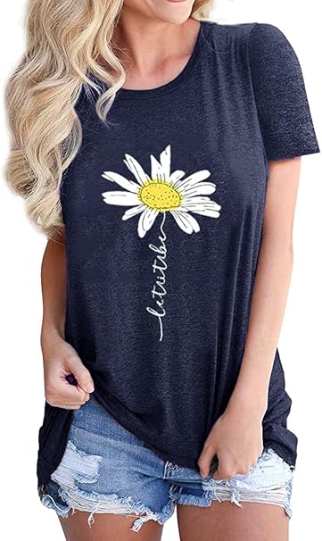 playera sin mangas para mujer, diseño de girasol, con texto en inglés