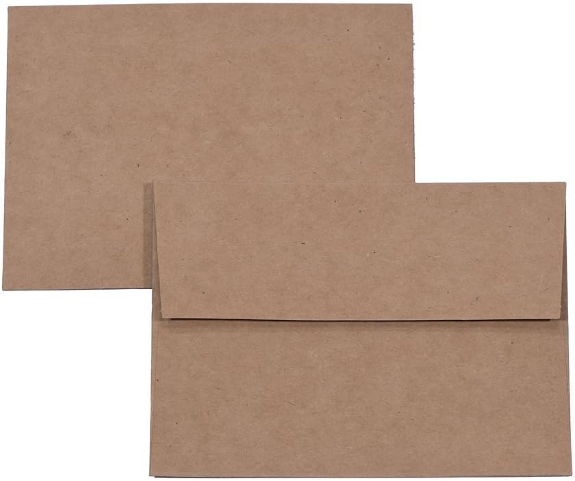 100 Pack A7 Brown Kraft Paper Invitation 5 x 7 Envelopes - Quick Self Seal For 5x7 Cards| Perfect for Weddings, Invitations, Baby Shower| Stationery For General, Office | 5.25 x 7.25 Inches : Office Products