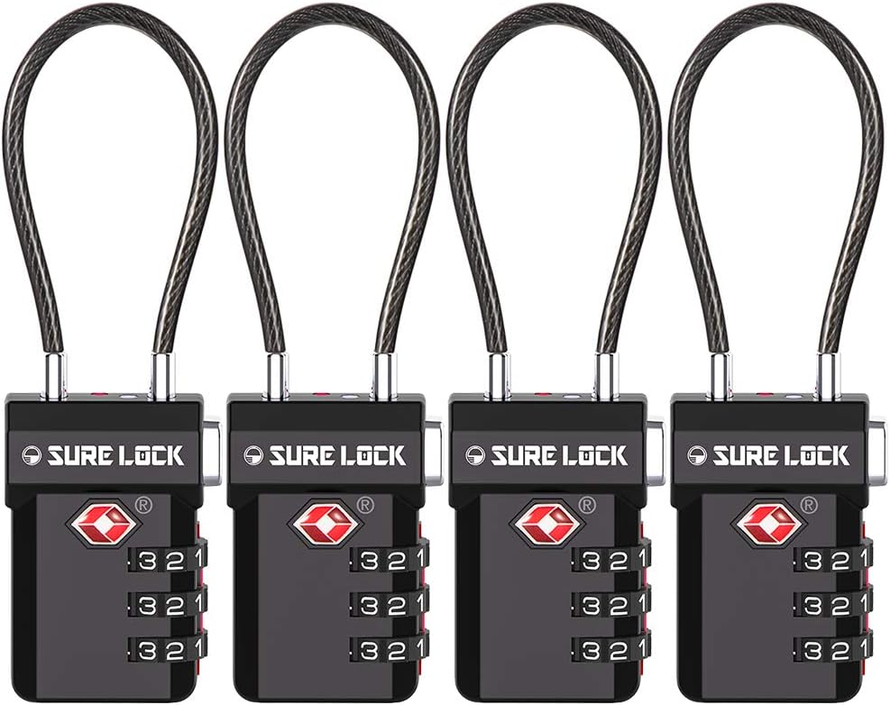 SURE LOCK TSA Compatible Travel Luggage Locks ROSE RED 2 PACK Easy Read