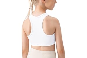 Happy Cherry Kid Girls Athletic Tank Tops Racer Back Sleeveless Dance Crop Tops Padded Yoga Training Sports Bra for Girls