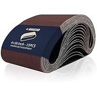 15 Pcs 4 x 36 Inch Assorted Aluminum Oxide Sanding Belt,80/120/150/240/400 Grit
