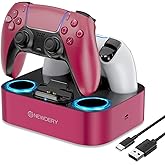 NEWDERY for PS5 Controller Charger Station Compatible with Dualsense Edge, Fast Charging Dock Stand with Cable, Dual Charging Station for PlayStation 5 & DualSense Edge Controller
