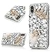 Mavis's Diary iPhone X Case, iPhone Xs Case, Full Edge Protective Plastic Case, 3D Handmade Crystal Clear Bling Diamonds Shiny White Rhinestone Gold Crown Plush Fox Hard PC Cover for iPhone X/Xs